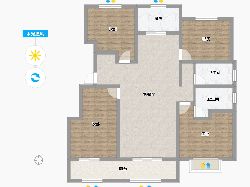 山东省-泰安市-龙泽壹品-115.00-户型库-采光通风