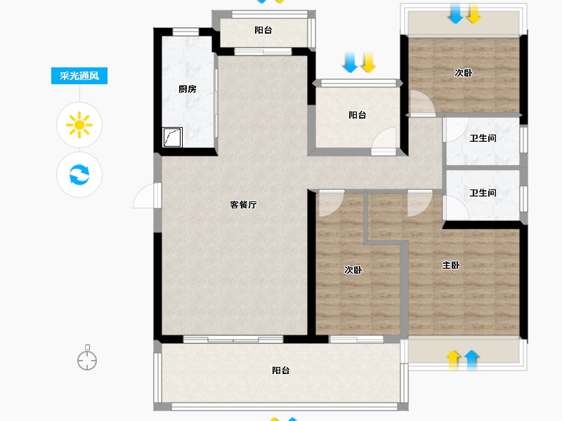 广东省-韶关市-碧桂园天钻-109.54-户型库-采光通风