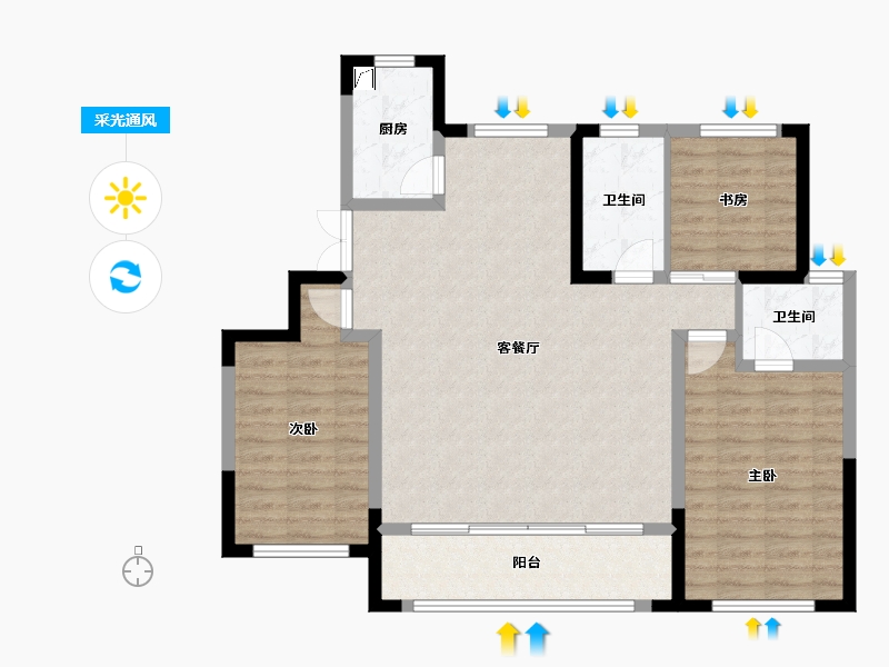 山东省-潍坊市-高创·虞舜公馆-99.03-户型库-采光通风