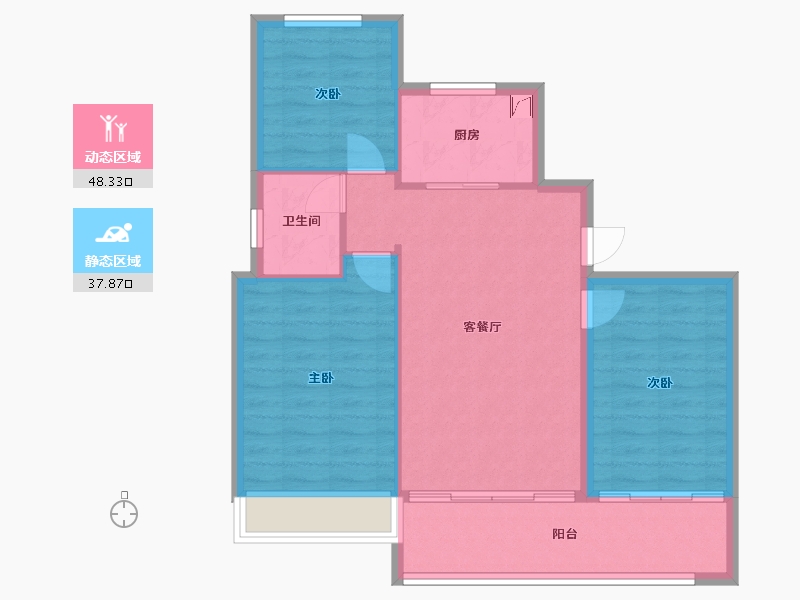 甘肃省-白银市-忠恒桃花源1期-88.80-户型库-动静分区