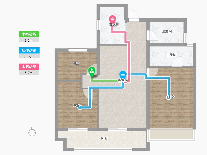 浙江省-温州市-新鸿宏言清华上城-81.61-户型库-动静线