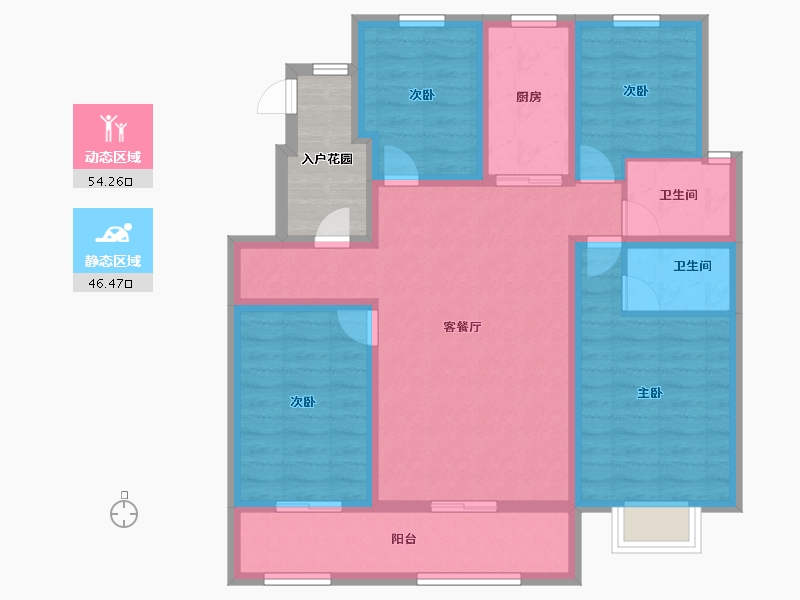 山东省-泰安市-龙泽壹品-93.59-户型库-动静分区