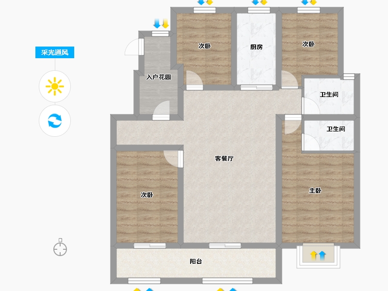 山东省-泰安市-龙泽壹品-93.59-户型库-采光通风