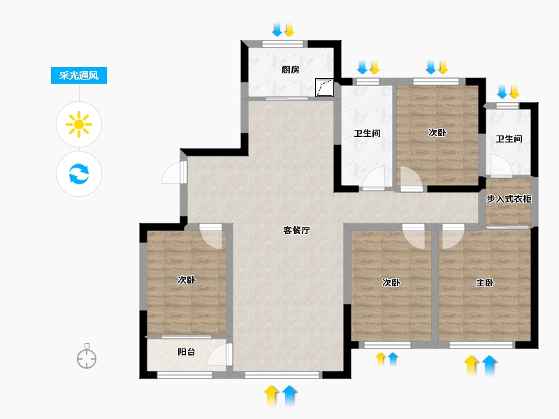 山东省-潍坊市-高创·虞舜公馆-109.69-户型库-采光通风