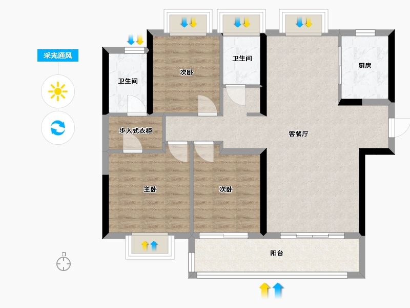 福建省-厦门市-钟宅南苑-102.00-户型库-采光通风