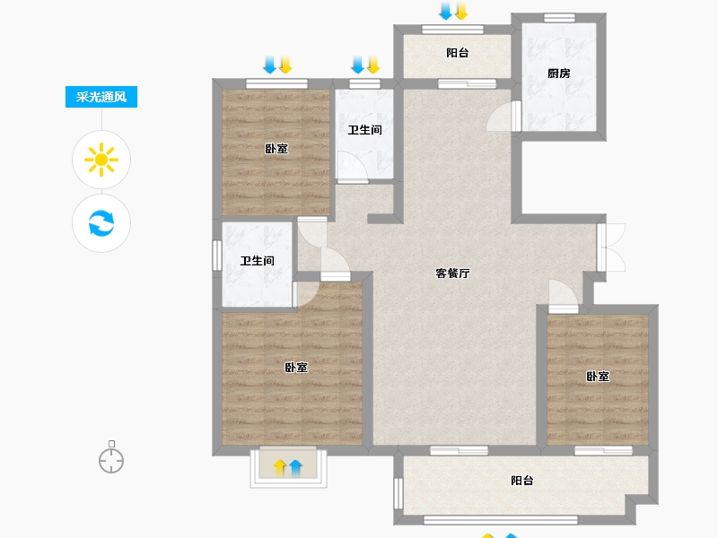 山东省-临沂市-杨庄小区-112.80-户型库-采光通风