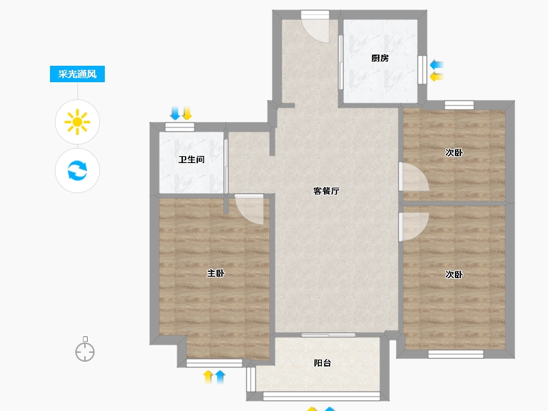 浙江省-嘉兴市-留香名苑-70.00-户型库-采光通风