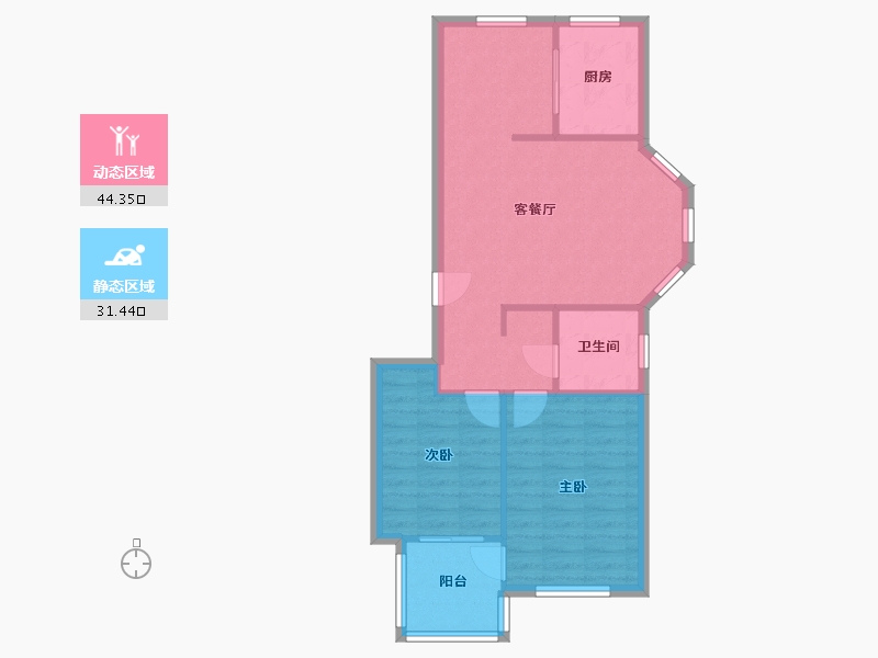 辽宁省-大连市-东城天下-69.00-户型库-动静分区