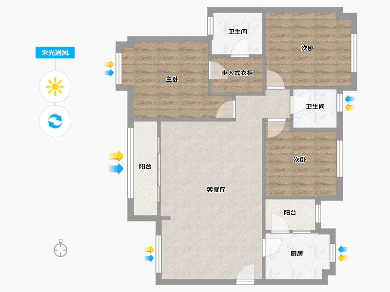 四川省-成都市-傲城-75.00-户型库-采光通风