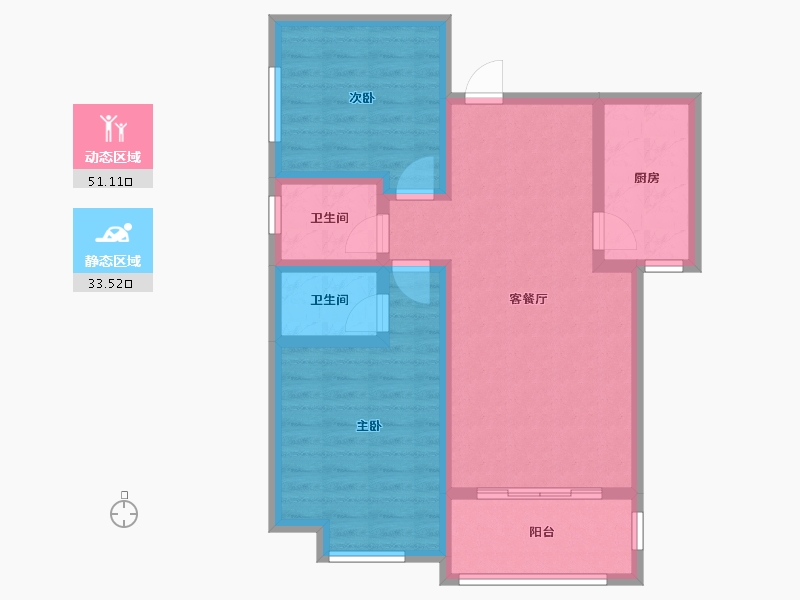 陕西省-汉中市-晨晖小区-85.00-户型库-动静分区