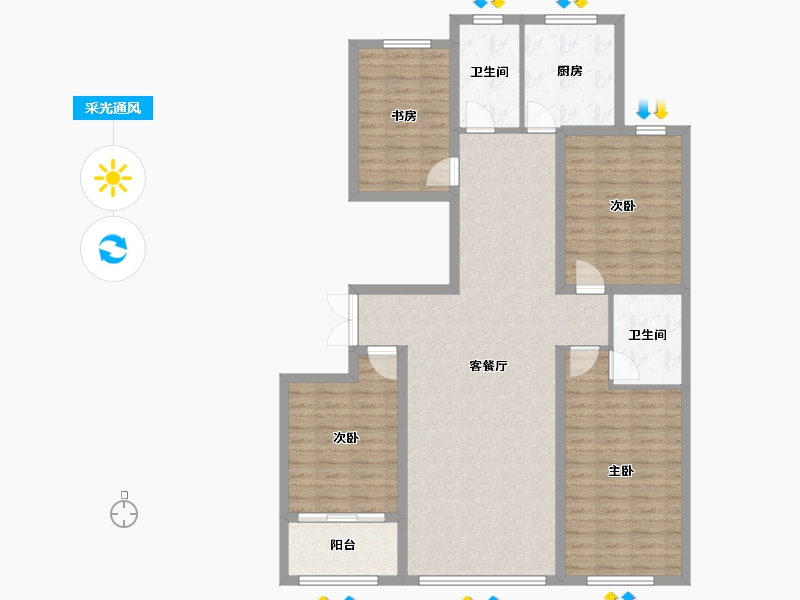 山东省-潍坊市-华安东方名郡-121.33-户型库-采光通风