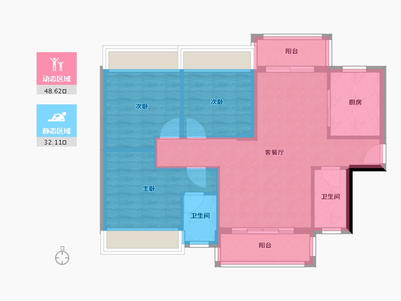 广东省-江门市-锦绣花园-四期-86.77-户型库-动静分区