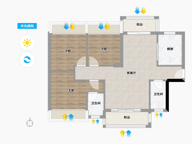 广东省-江门市-锦绣花园-四期-86.77-户型库-采光通风