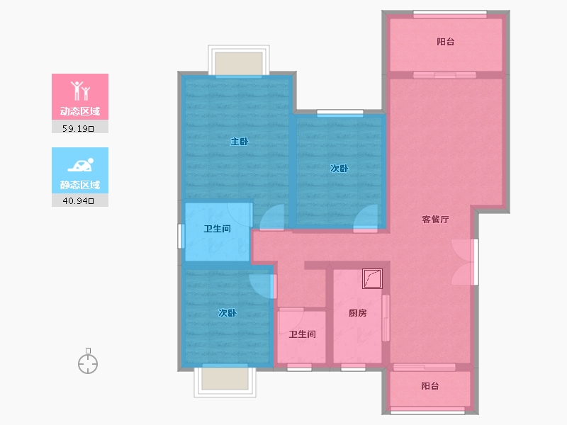 陕西省-宝鸡市-江河星城-98.10-户型库-动静分区