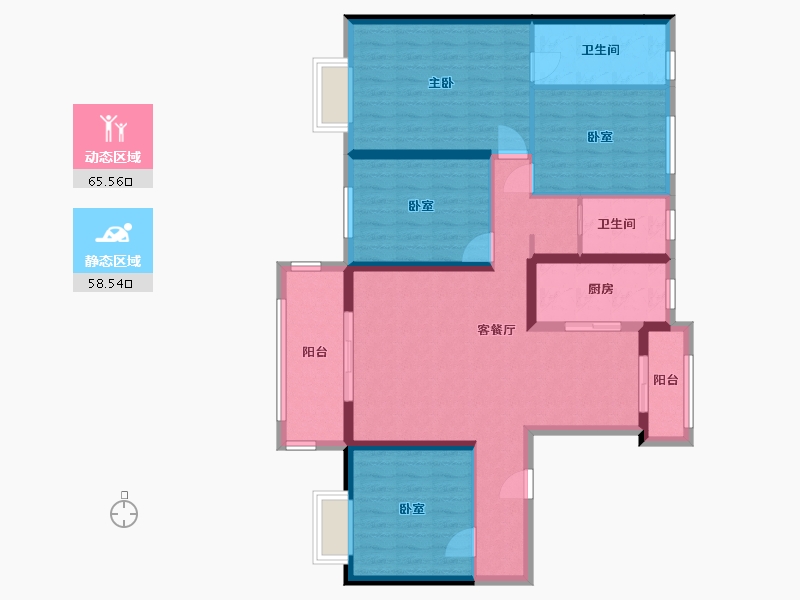 云南省-红河哈尼族彝族自治州-碧桂园-124.00-户型库-动静分区