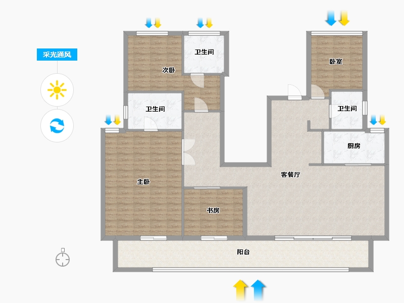 四川省-成都市-绿城桂语朝阳-160.68-户型库-采光通风