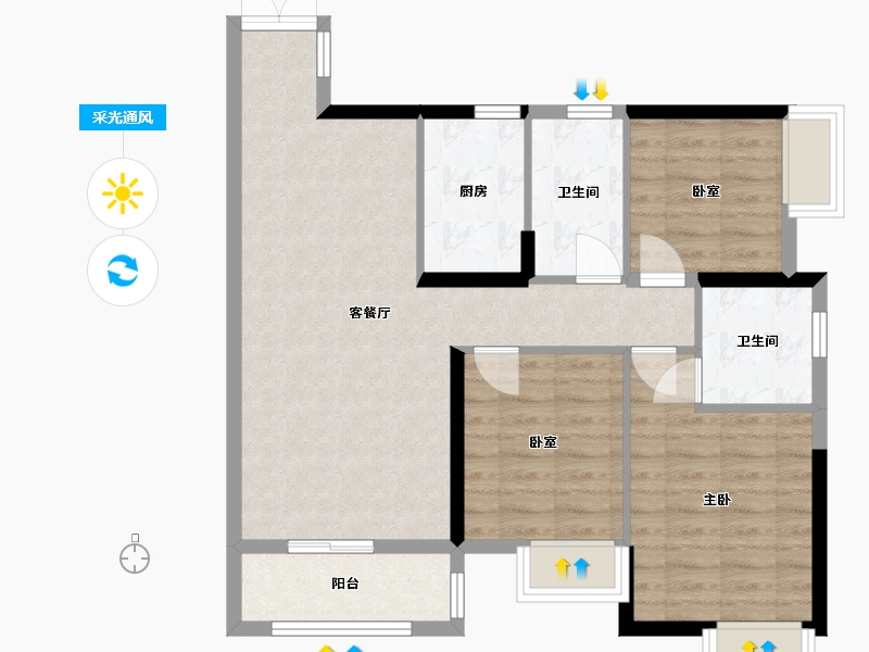 贵州省-贵阳市-未来方舟D9组团-89.94-户型库-采光通风