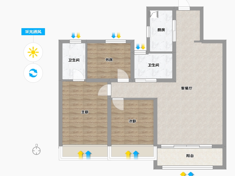 山东省-淄博市-璀璨珑府-98.00-户型库-采光通风