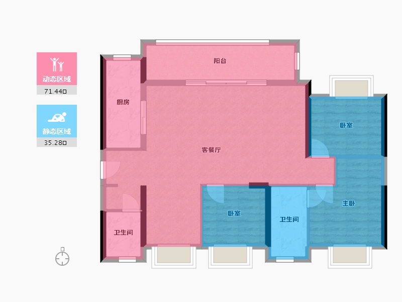 贵州省-贵阳市-春风南岸-102.00-户型库-动静分区