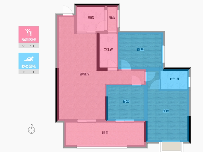 贵州省-遵义市-鑫洋御龙台-88.70-户型库-动静分区