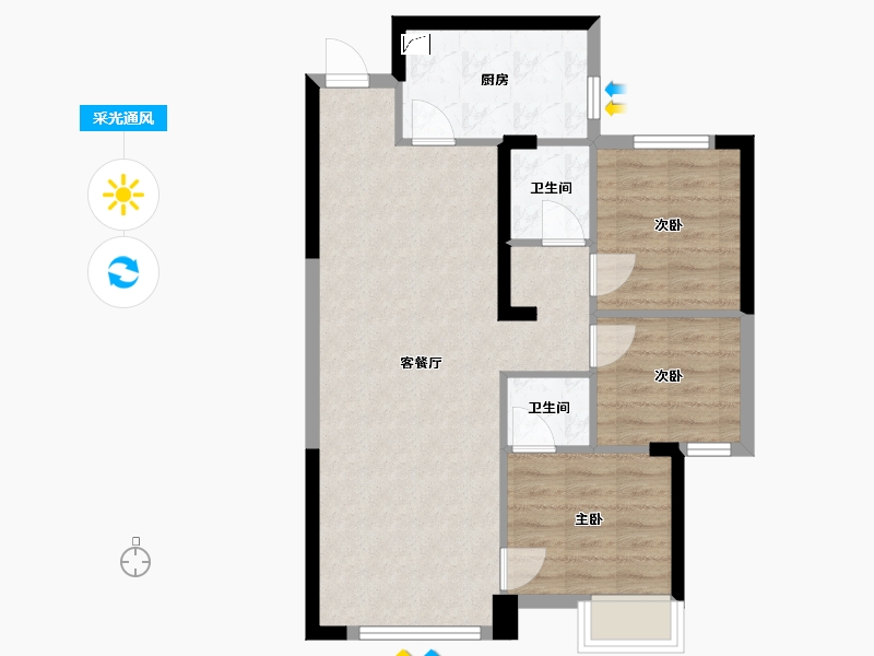 吉林省-吉林市-学府里-70.00-户型库-采光通风