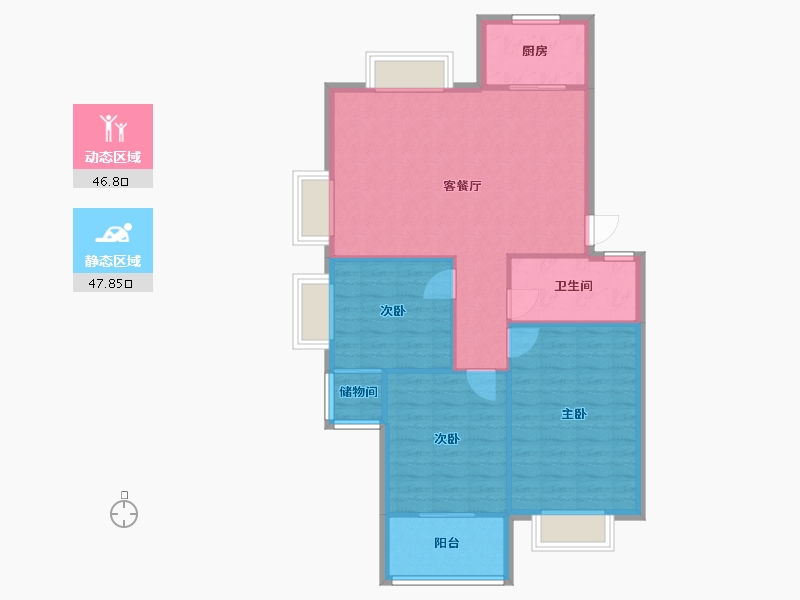 江苏省-徐州市-怡新佳苑-92.00-户型库-动静分区