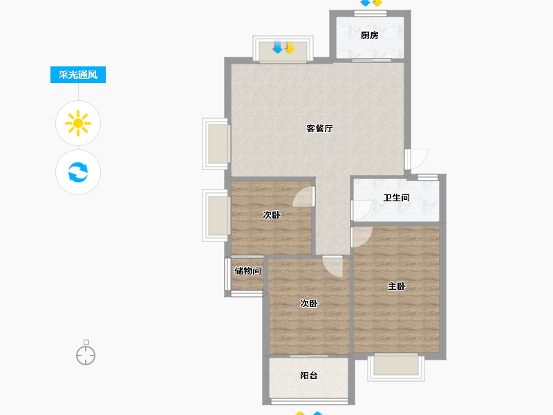 江苏省-徐州市-怡新佳苑-92.00-户型库-采光通风