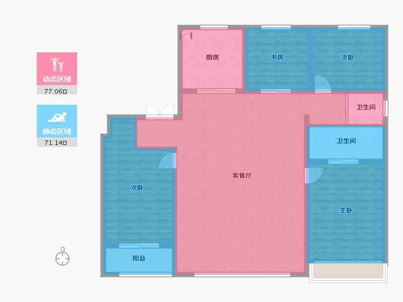 陕西省-渭南市-渭南碧桂园翡翠公馆-150.00-户型库-动静分区