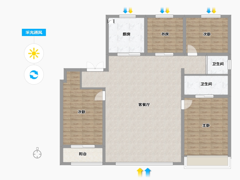 陕西省-渭南市-渭南碧桂园翡翠公馆-150.00-户型库-采光通风