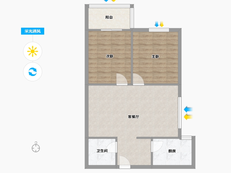 陕西省-西安市-唐韵三坊-80.00-户型库-采光通风