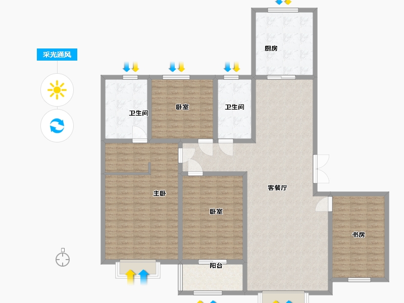 河南省-许昌市-恒实御湖城-165.00-户型库-采光通风