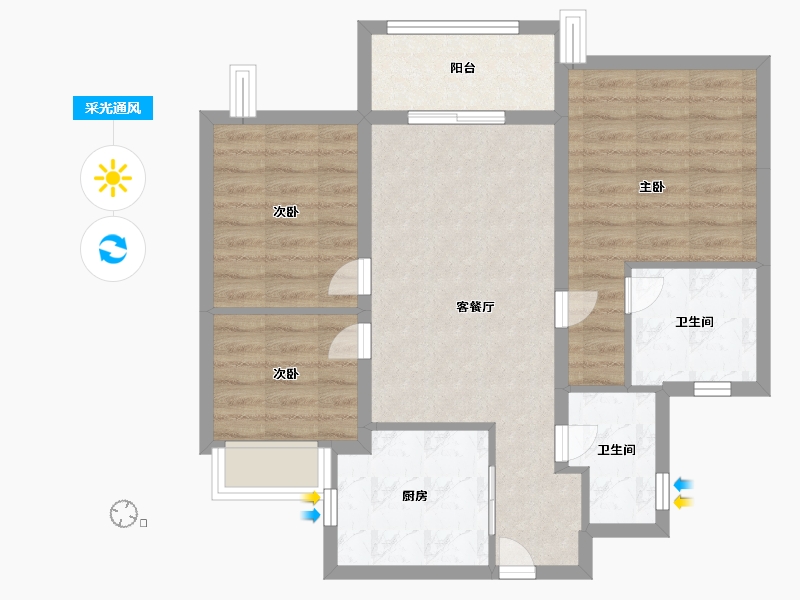 上海-上海市-鑫耀中城-73.00-户型库-采光通风