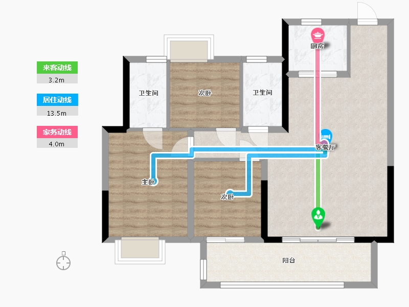 湖北省-宜昌市-万科·宜翠锦城-90.00-户型库-动静线