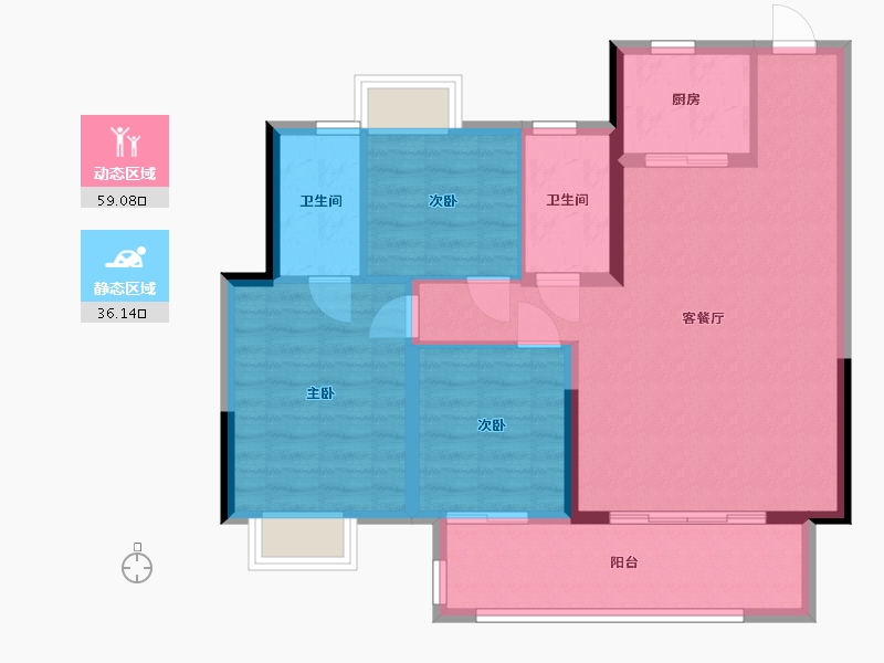 湖北省-宜昌市-万科·宜翠锦城-90.00-户型库-动静分区