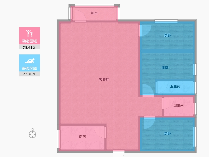 广东省-深圳市-万科清林径三期(千林山居)-76.64-户型库-动静分区