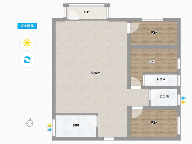 广东省-深圳市-万科清林径三期(千林山居)-76.64-户型库-采光通风