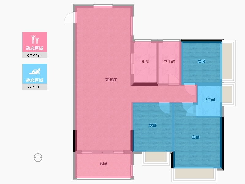 广东省-河源市-宝豪御龙湾-2期-99.33-户型库-动静分区