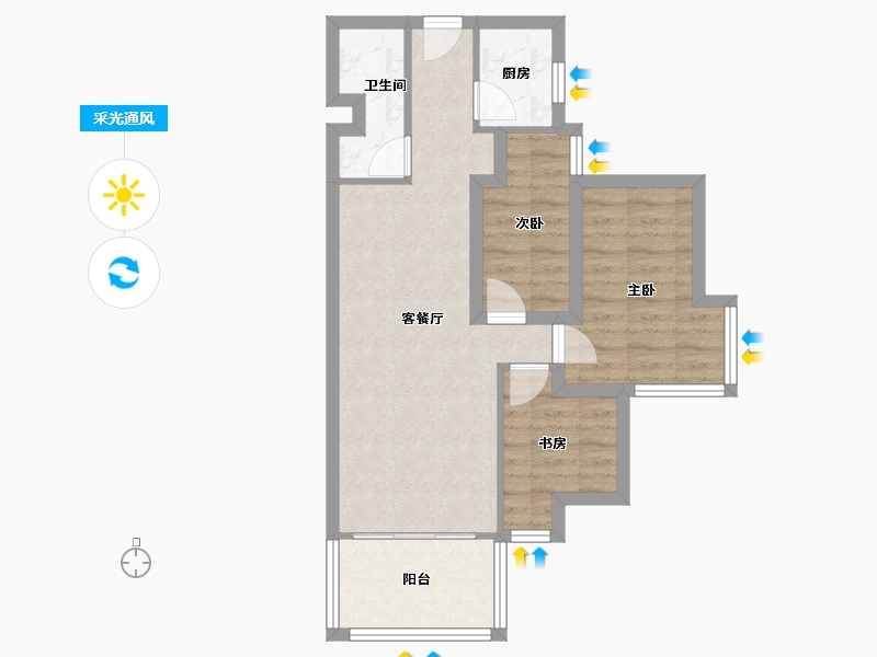 广东省-深圳市-万科清林径三期(千林山居)-61.21-户型库-采光通风