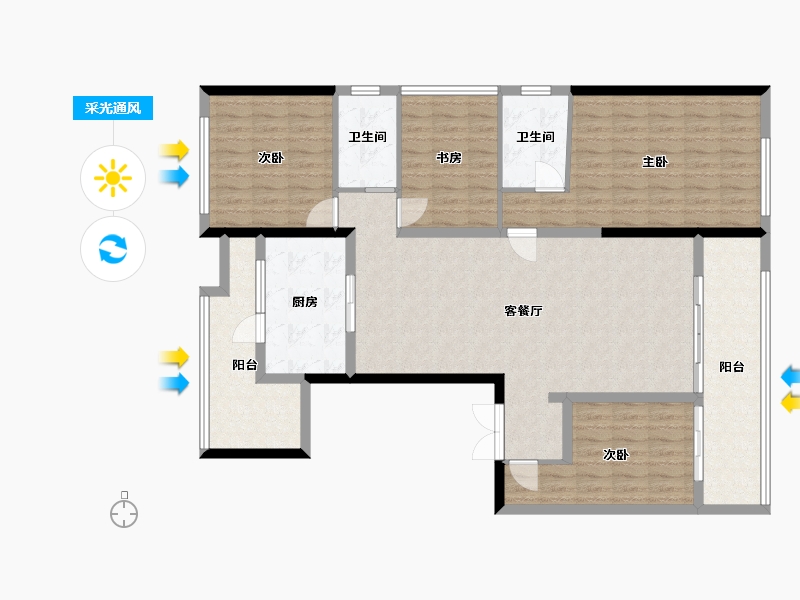 四川省-成都市-滨江领樾-109.00-户型库-采光通风