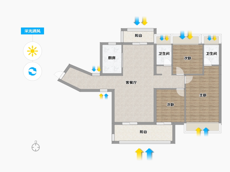 广西壮族自治区-玉林市-玉林碧桂园-120.00-户型库-采光通风