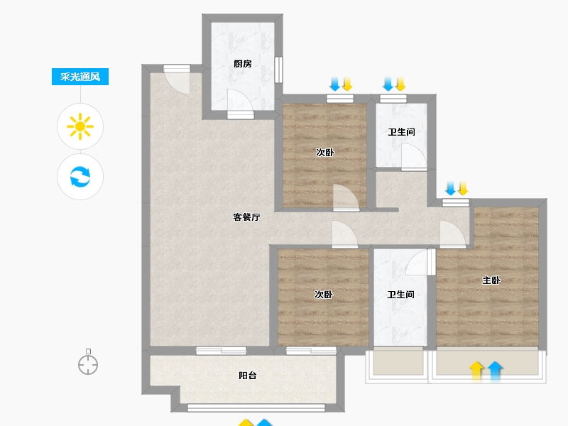 广西壮族自治区-玉林市-玉林碧桂园-110.00-户型库-采光通风