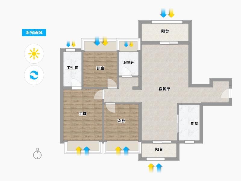 广西壮族自治区-玉林市-玉林碧桂园-111.00-户型库-采光通风