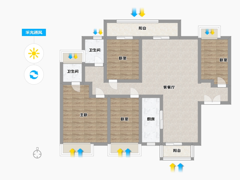 广西壮族自治区-南宁市-武鸣彰泰滨江学府-100.00-户型库-采光通风