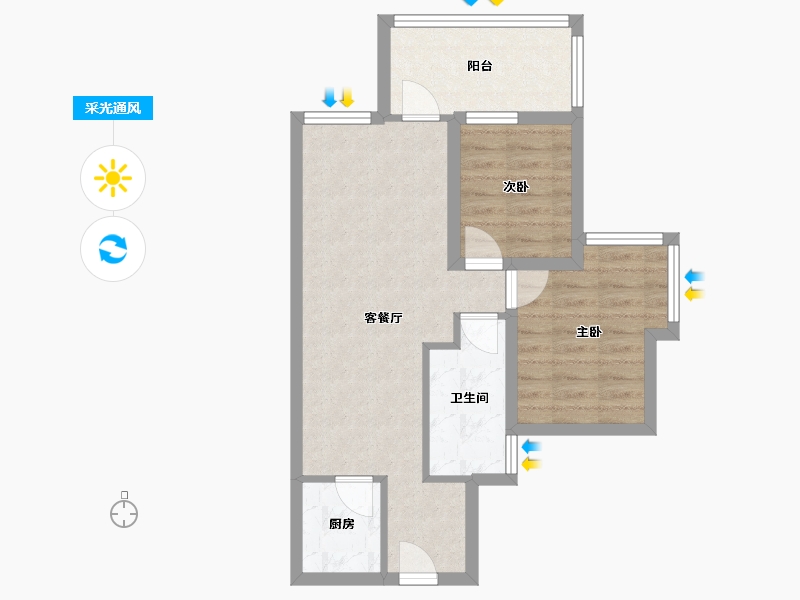 广东省-深圳市-万科清林径三期(千林山居)-57.35-户型库-采光通风