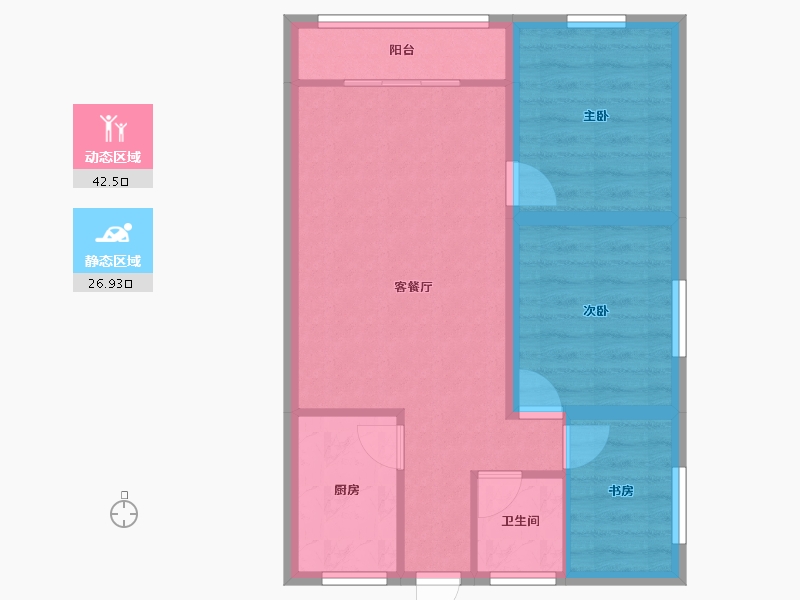 广东省-深圳市-万科清林径三期(千林山居)-61.80-户型库-动静分区