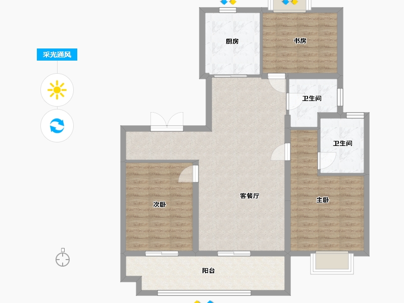 江苏省-无锡市-馨悦府-104.00-户型库-采光通风