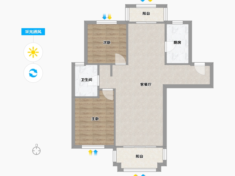 安徽省-芜湖市-绿地·镜湖世纪城-阳光花寓-88.00-户型库-采光通风