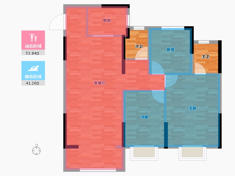 浙江省-宁波市-海湾金茂悦-93.30-户型库-动静分区