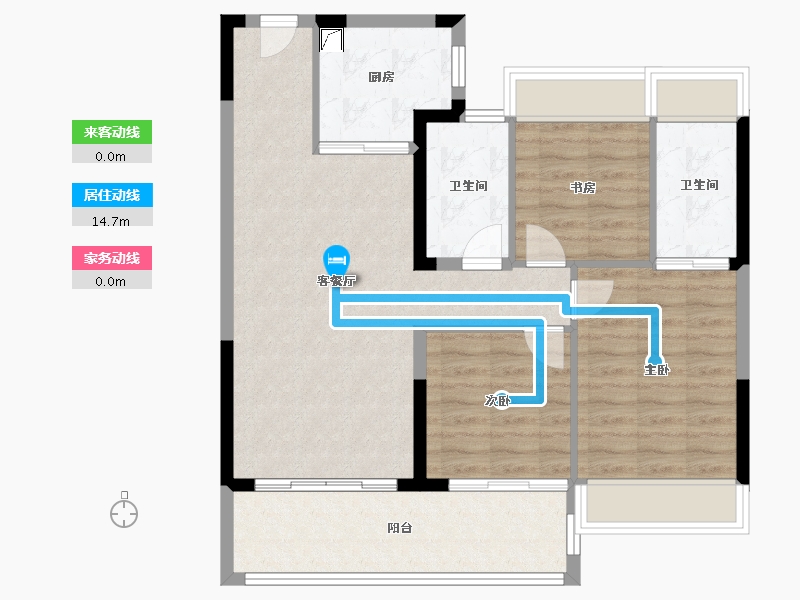 江苏省-苏州市-绿都云起平江-85.00-户型库-动静线