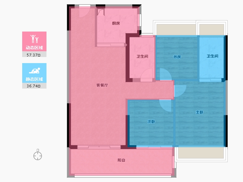 江苏省-苏州市-绿都云起平江-85.00-户型库-动静分区